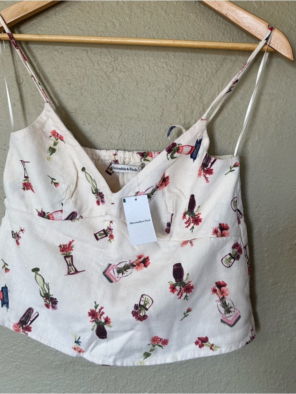 Abercrombie & Fitch Cream Floral Print Spaghetti-Strap Cami